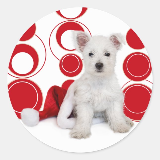 Christmas Westie Circles Stickers (Front)