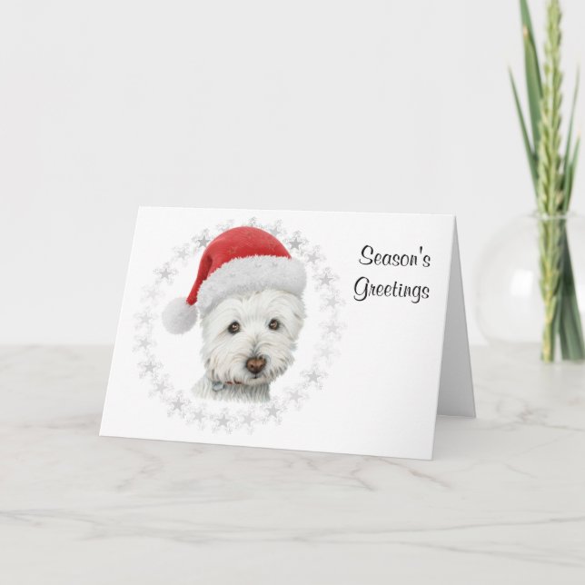Christmas Westie Dog Art Greeting Card (Front)