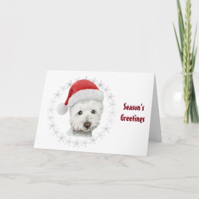Christmas Westie Dog Art Holiday Card (Front)