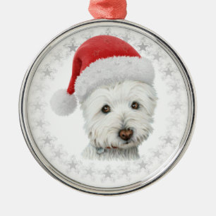 Christmas Westie Dog Art Metal Tree Decoration