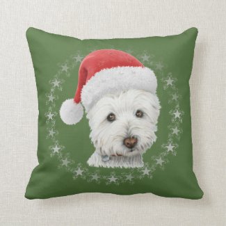 Christmas Westie Dog Art Pillow