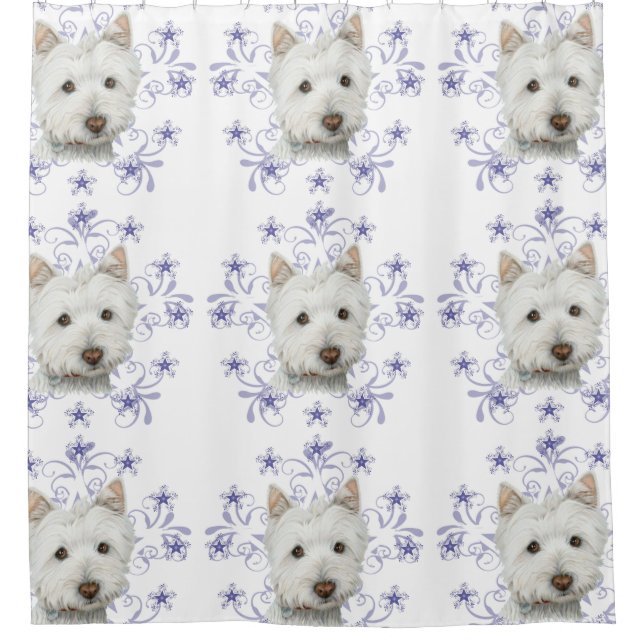 Christmas Westie Dog Art Shower Curtain (Front)