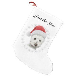 Christmas Westie dog art Stocking