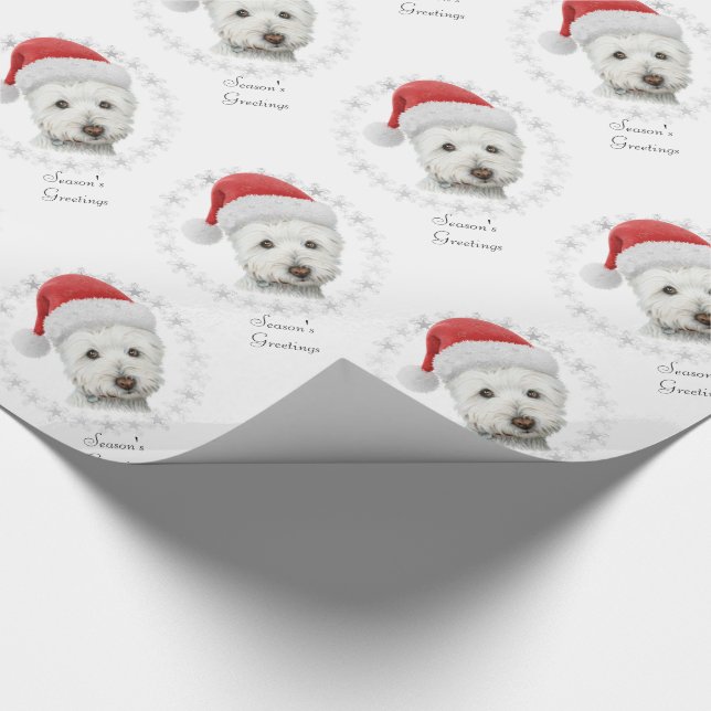 Christmas Westie Dog Art Wrapping Paper (Corner)
