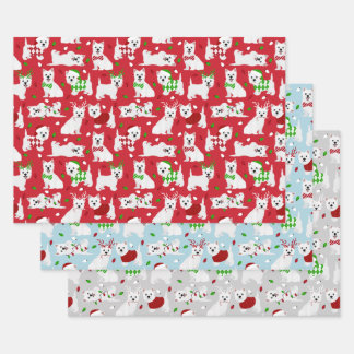 Christmas Westie Dogs West Highland White Terrier Wrapping Paper Sheet