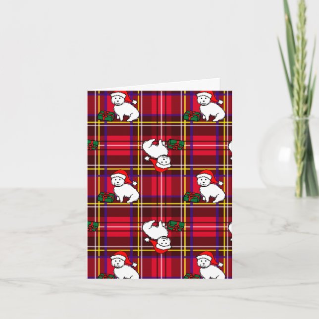 Christmas Westie Plaid Holiday Card (Front)