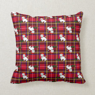 Christmas Westie Plaid Pillow