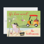 Christmas We've Moved Ocean Beach Budget Move Announcement<br><div class="desc">Doesn't this tell a great story -- You've moved to a wonderful location where you can choose between a day at the beach or one at the golf course -- among many other delightful pursuits. Enjoy life and this move flat announcement card. It is cheerful and a unique way to...</div>