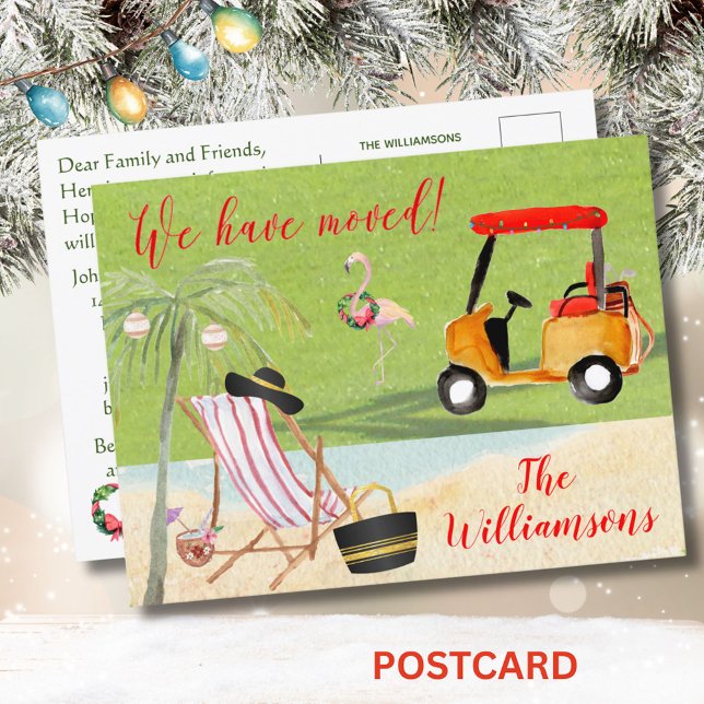 Christmas We've Moved Ocean Beach Budget Move Announcement Postcard (Creator Uploaded)