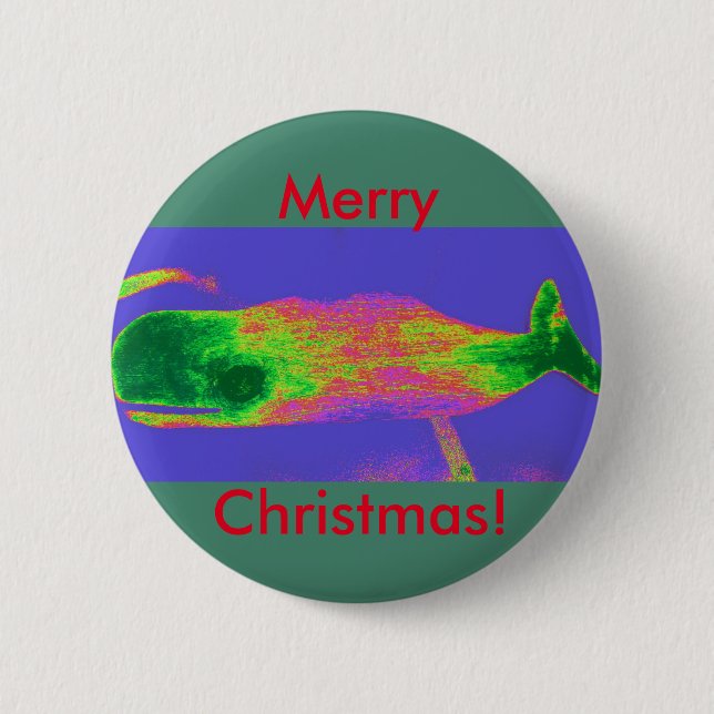 Christmas whale red/green button (Front)