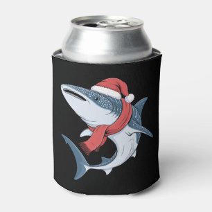 Christmas Whale Shark Santa Hat Scarf Ocean Fish Can Cooler