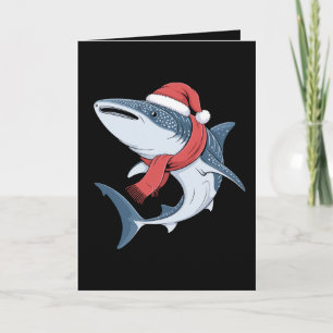 Christmas Whale Shark Santa Hat Scarf Ocean Fish Card