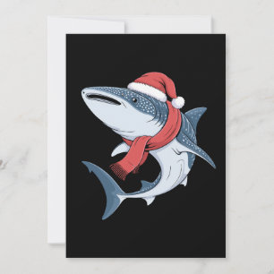 Christmas Whale Shark Santa Hat Scarf Ocean Fish Invitation