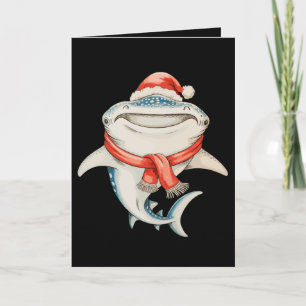 Christmas Whale Shark Santa Hat Xmas Holiday Card