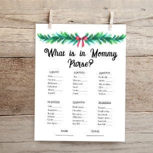 Christmas What is in Mummy Purse Baby Shower Game 
