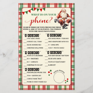 Christmas What is on your Phone Plaid Game Card