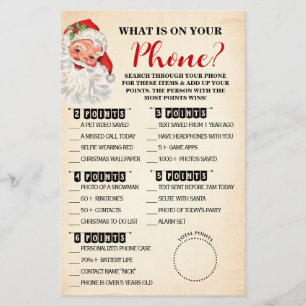 Christmas What is on your Phone Santa Game Card