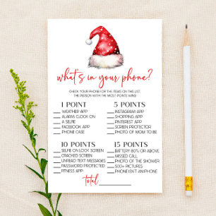 Christmas What's In Your Phone Baby Shower Game Stationery