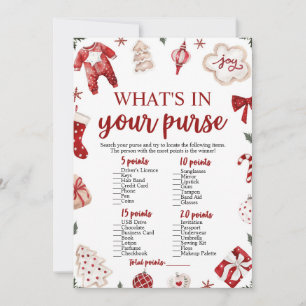 Christmas What's In Your Purse Baby Shower Game Invitation