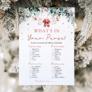 Christmas What's In Your Purse Baby Shower Game Invitation