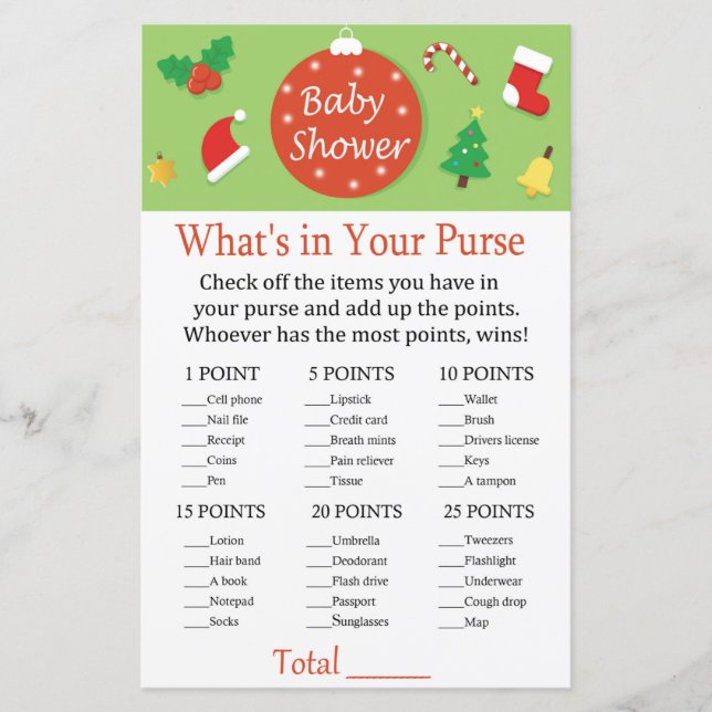 Christmas What's in your purse game (Front)