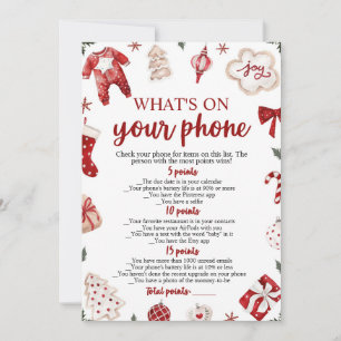 Christmas What's On Your Phone Baby Shower Game Invitation