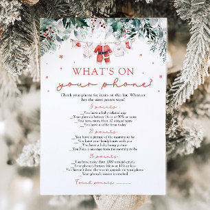 Christmas What's on Your Phone Baby Shower Game Invitation