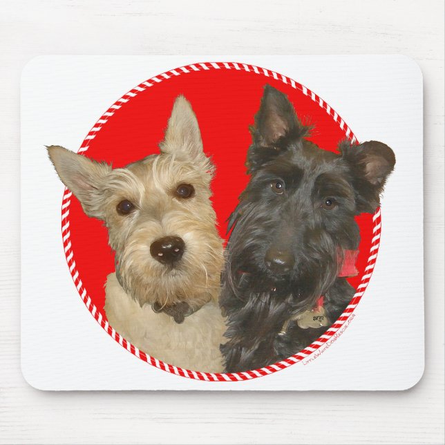 Christmas Wheaten & Black Scotties Mouse Mat (Front)