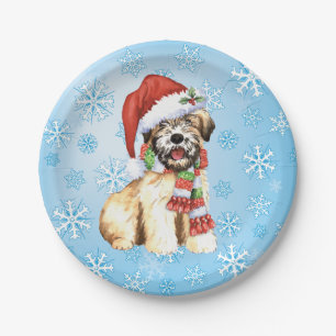 Christmas Wheaten Terrier Paper Plate