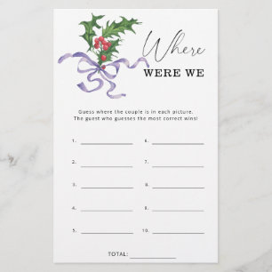Christmas Where were we bridal shower game