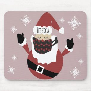 Christmas Whimisical Santa Snowflakes Name Mouse Mat