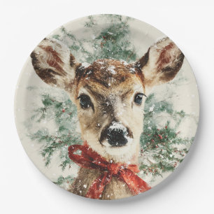 Christmas Whimsical Deer Paper Plates