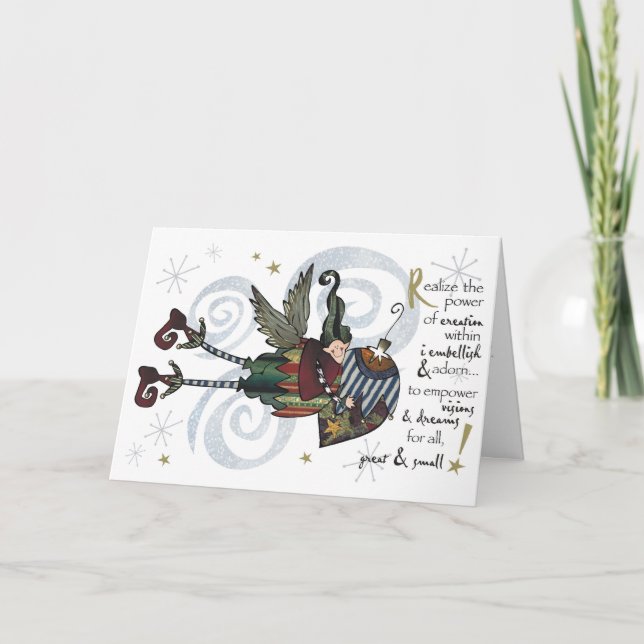 Christmas  Whimsical Elf Boy Card (Front)