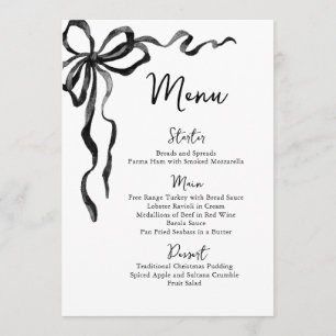 Christmas Whimsical Funky Black Bow Dinner Party Menu