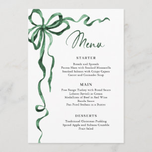 Christmas Whimsical Funky Green Bow Dinner Party Menu