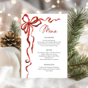 Christmas Whimsical Funky Red Bow Dinner Party Menu