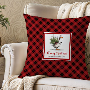Christmas Whimsical Geese Throw Pillow Cushion