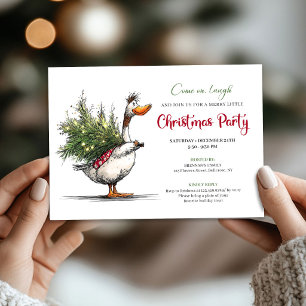 Christmas Whimsical Goose Cartoon Humour Party  Invitation