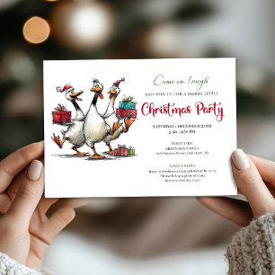 Christmas Whimsical Goose Squad Humor Party Invite