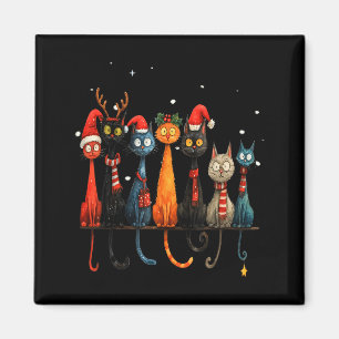 Christmas Whimsical Mid-century Modern Look Cats 5 Magnet