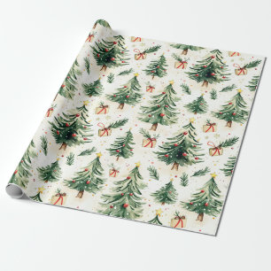 Christmas Whimsical Pine Trees Pattern Wrapping Paper