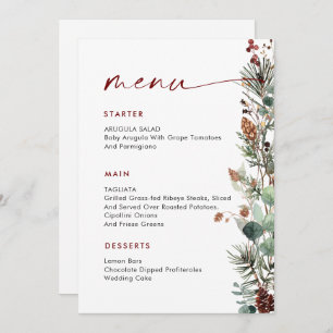 Christmas Whimsical Red Bow Wreath Dinner Party Menu