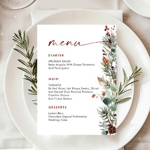 Christmas Whimsical Red Bow Wreath Dinner Party Menu