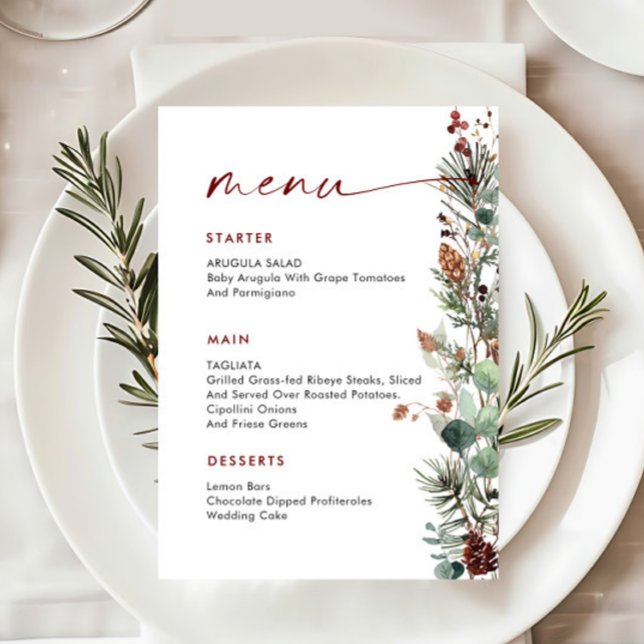 Christmas Whimsical Red Bow Wreath Dinner Party Menu (Creator Uploaded)