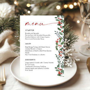 Christmas Whimsical Red Bow Wreath Dinner Party Menu