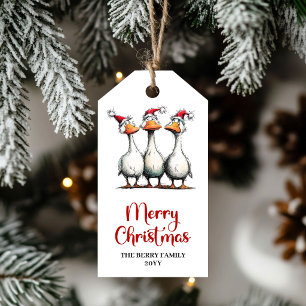 Christmas Whimsical Silly Geese Funny Gift Tags