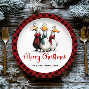 Christmas Whimsical Silly Geese Humour Party Plate