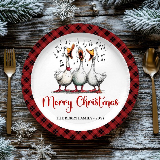 Christmas Whimsical Silly Geese Playful Plates Set (Christmas Whimsical Silly Geese Playful Plates Set)
