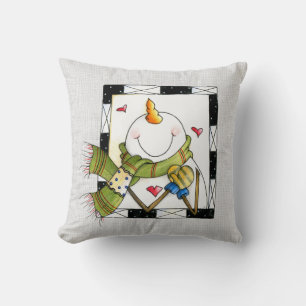 Christmas Whimsical Snowman Cushion
