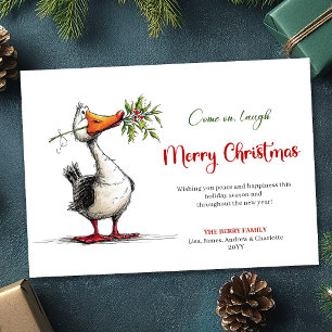 Christmas Whimsy Goose Cartoon Funny Greeting Card